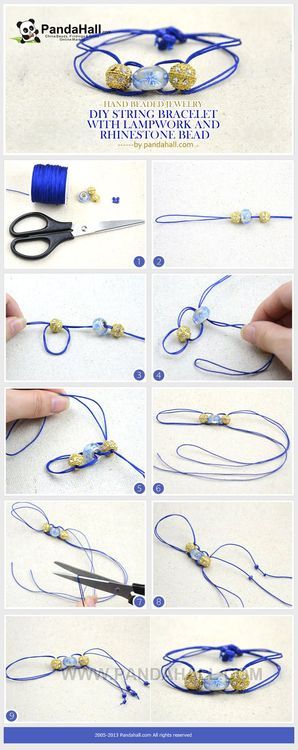 Jewelry Making Tutorial--DIY String Bracelet with Lampwork and Rhinestone Beads