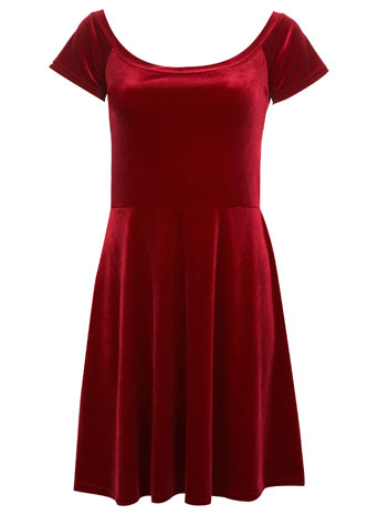 Red Velvet Skater Dress 正红色天鹅绒连衣裙 颜色正