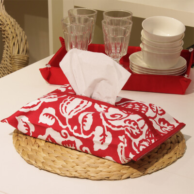 手工创意魔术贴红蔓布艺纸巾袋车用纸巾盒抽纸袋可拆洗