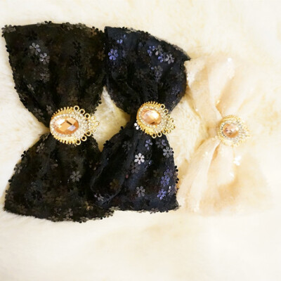 头花日韩国蝴蝶结新款蕾丝蝴蝶结发夹发饰扎头饰品复古韩式三色¥7.80