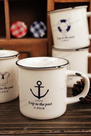 80印象 怀旧海军风 仿搪瓷 情侣创意马克杯咖啡牛奶杯水杯子 大号