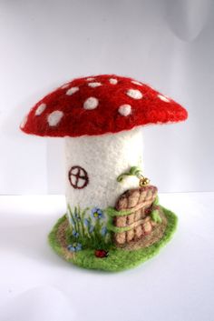 Needle felted FAIRY'S TOADSTOOL HOUSE by Sitija on Etsy