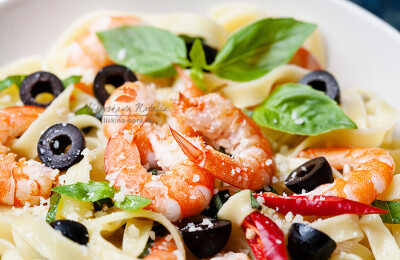 Photograph pasta with prawns, cheese and basil by Natalia Lisovskaya on 500px