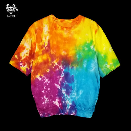 鬼非摇滚雷鬼嬉皮迷幻极光星空宽松蝙蝠袖加厚tie-dye手工扎染T恤