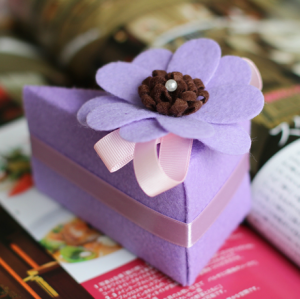 欢子喜铺 创意无纺布喜糖盒DIY颜色红粉紫 手工制作婚庆用品