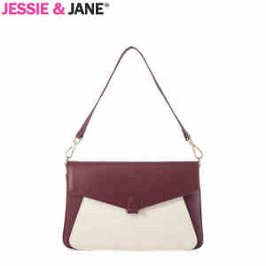 杰西简JessieJane新款韩版牛皮手包单肩斜挎包信封包手拿包女包