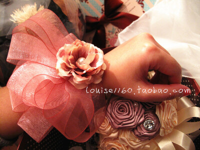 纯手工高端定制丝带复古珍珠山茶花新娘伴娘手腕花