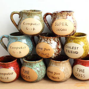 懒角落 日式zakka可爱大肚陶瓷杯 怀旧复古马克杯 牛奶杯子 33718