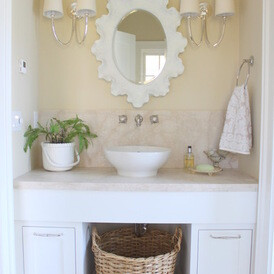 beach style powder room by Molly Frey Design