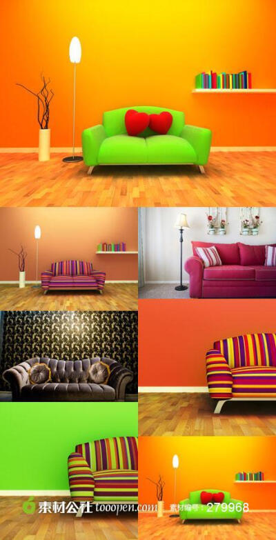 现代鲜艳色彩沙发高清图片素材