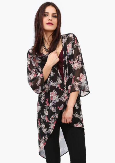 floral sheer kimono