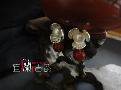【宜蘭古韵】汉服古风配饰/古装cos/婚庆饰品/珍珠玛瑙耳钉