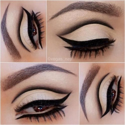 Black and white cut crease #eye #makeup