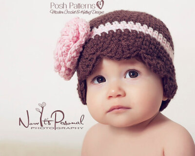 Crochet Hat PATTERN - Petal Edge Baby Beanie With Flower Crochet Pattern - Instant Download PDF 196 - Newborn to Adult - Photo Prop Pattern