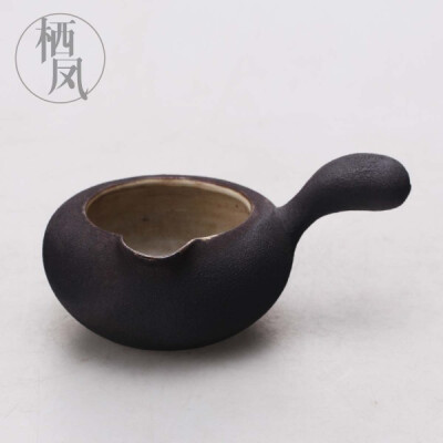 日式茶具 纯手工还原烧陶 粗陶普洱泡茶器 横把壶 陶铁公道壶