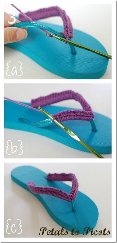 Crocheted Flip Flops Tutorial with Flower Pattern