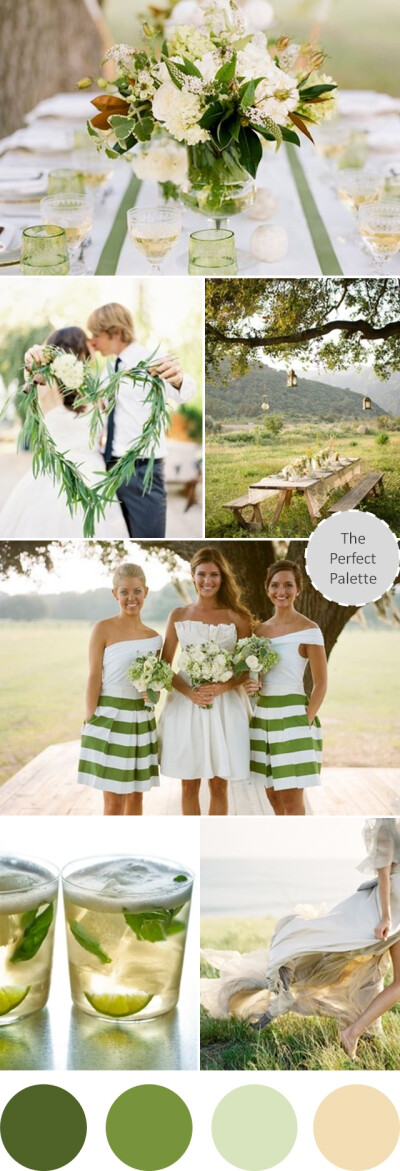 Wedding Colors I Love | Shades of Green + Ivory http://www.theperfectpalette.com/2013/06/wedding-colors-i-love-shades-of-green.html