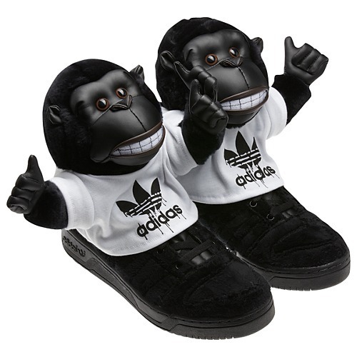 美国代购adidas三叶草限量版男式Jeremy Scott 大猩猩饰运动鞋