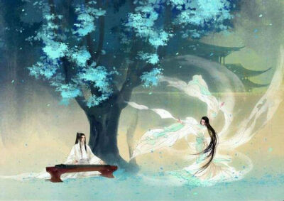 听弦断，断那三千痴缠。坠花湮，湮没一朝风涟。花若怜，落在谁的指尖。