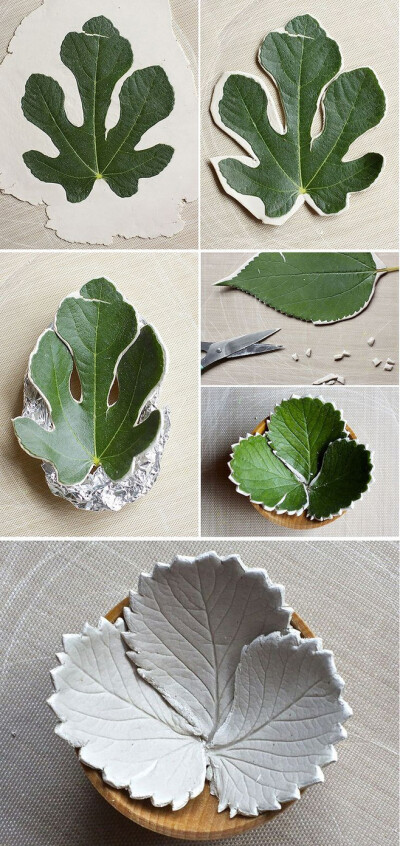 Make diy leaf bowls from air dry clay