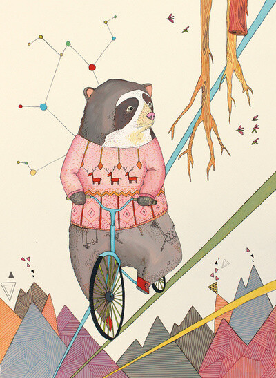 Bear in bicycle Art Print Belén Segarra