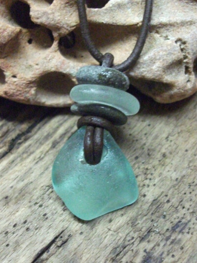 sea glass and leather