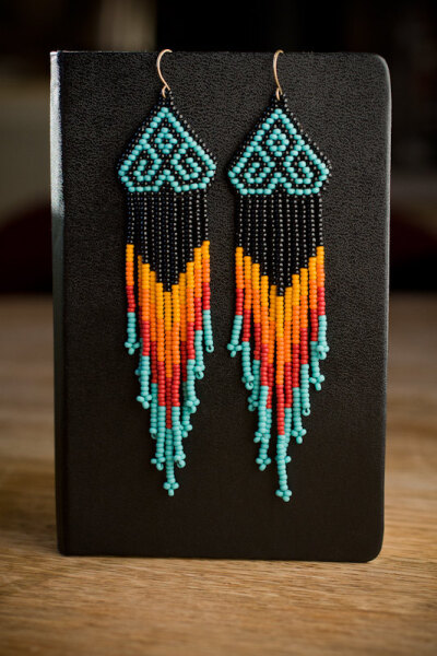 Native American Style Chevron Beaded Earrings