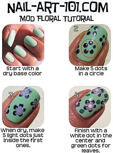 16 Amazing And Useful Nails Tutorials, DIY Mod Floral Nail Design