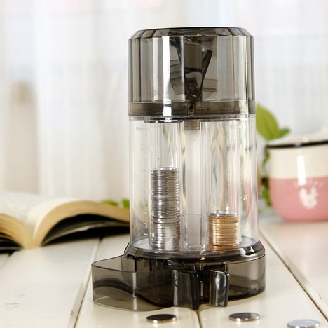  智能分币储钱罐自动识别硬币 透明水桶存钱罐