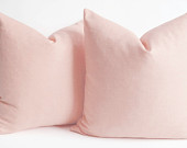 Sukan / SET (2 piece) Linen pillow cover soft pink - decorative covers - throw pillows - shams - 20x20 inch