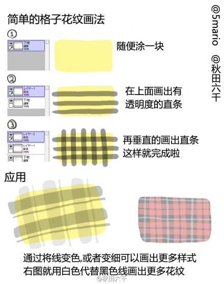 简单的格子花纹画法