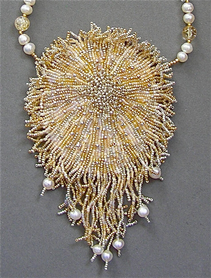 A beadwork necklace SHIMMERING SOPHIA - wearable art. via Etsy.