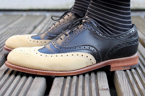 suede tipped brogues by baartmans and siegel for grenson