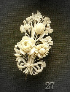 Victorian carved ivory brooch