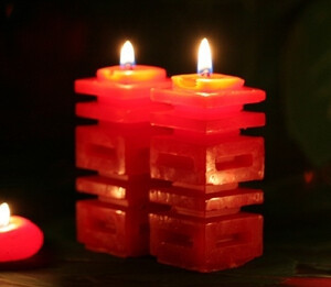 结婚用品婚礼红色喜字蜡烛立体，双喜蜡烛 婚庆必备喜字蜡烛一对的图片