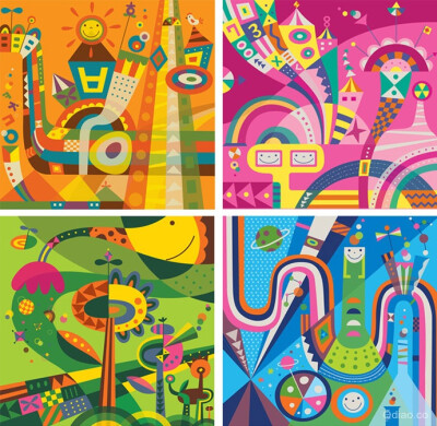 来自韩国插画师Helena Kim的插画作品，非常可爱的一组作品，设计师运用了各种几何形状和丰富多彩的颜色，并制作成了书皮，如此可爱的书皮，小伙伴们一定会很喜欢的。