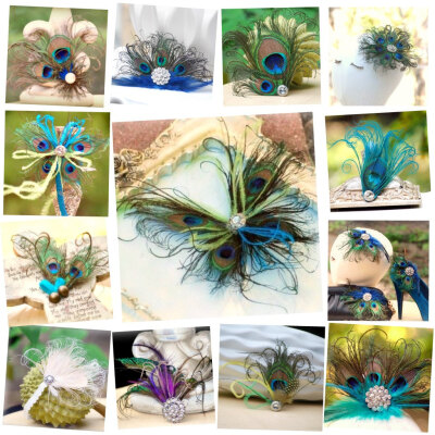 Peacock Feather Butterfly Fascinator Comb Pin Winter Papillon Farfalla Mariposa. Iridescent Golden Paon Pfau Pavo. Bride Flower Girl Couture