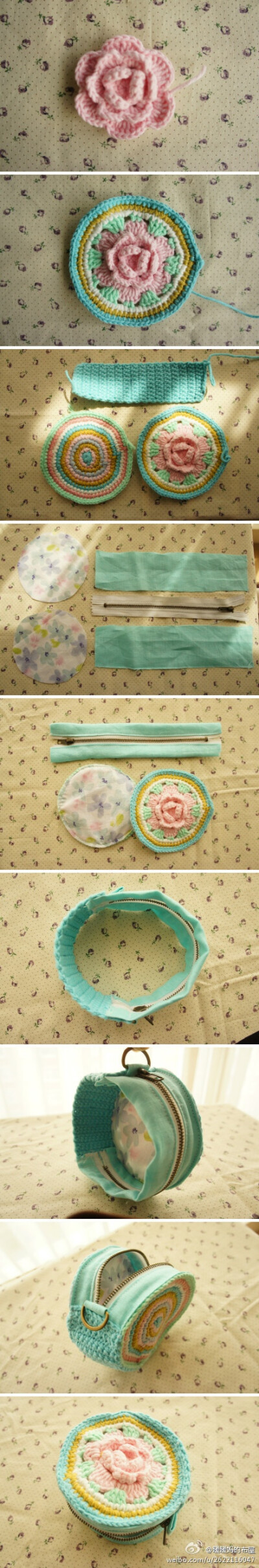 Sweet crochet rose purse tutorial