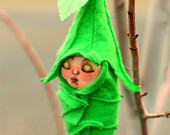 Sleeping Fairy Baby Fabric and Felt fantasy Art Doll