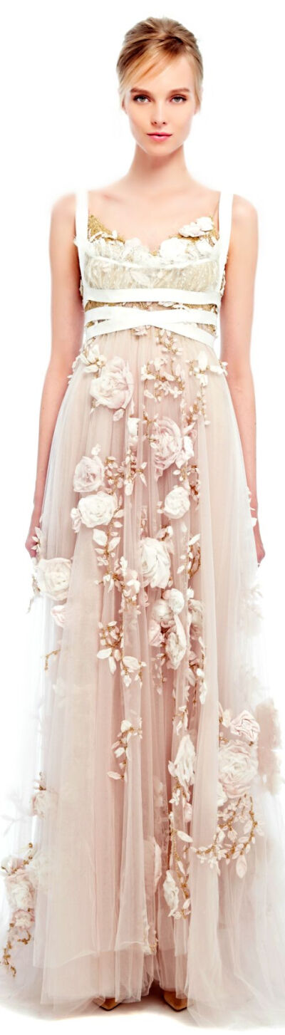 Marchesa ● SS 2014 ● Silk Ribbon Rose Gown