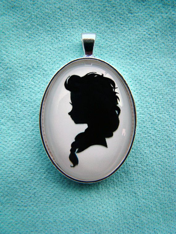 Elsa from Frozen Silhouette Cameo Pendant Necklace by inknpaint