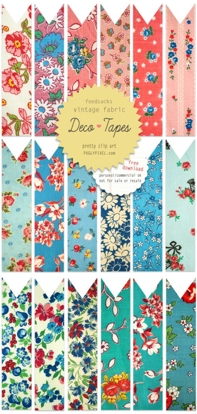 Vintage fabric deco tapes by pugly pixel.