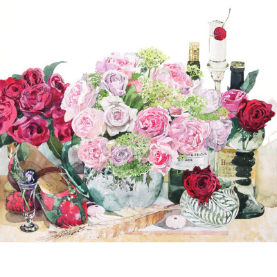 Watercolor Artist Ayako Tsuge Rose shoes