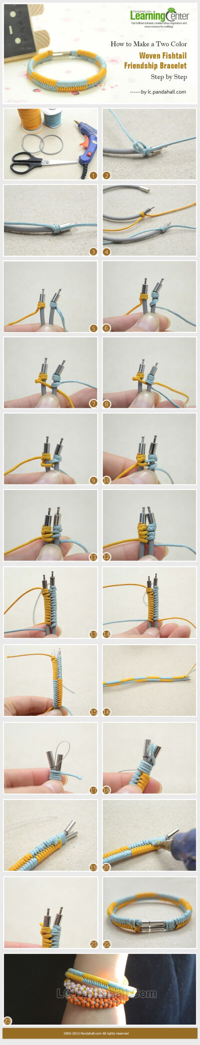 How to Make a Two Color Woven Fishtail Friendship Bracelet Step by Step