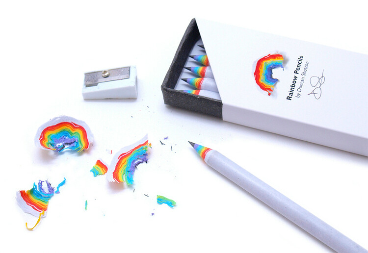 进口Duncan Shotton Rainbow Pencils彩色创意个性HB彩虹铅笔套装