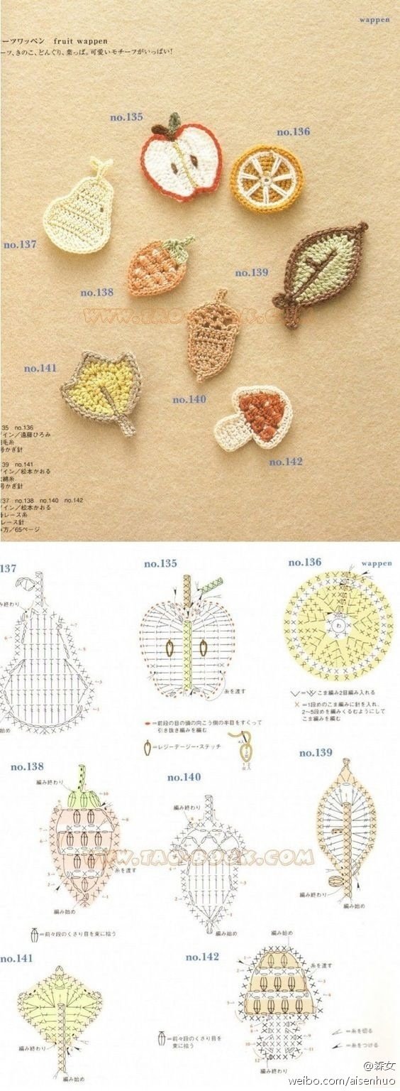 钩花小物件，针法图示版~你看懂了了吗？