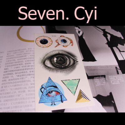 Seven Cyi 原宿超美眼睛 眼球 三角形 纹身贴纸 纹身贴