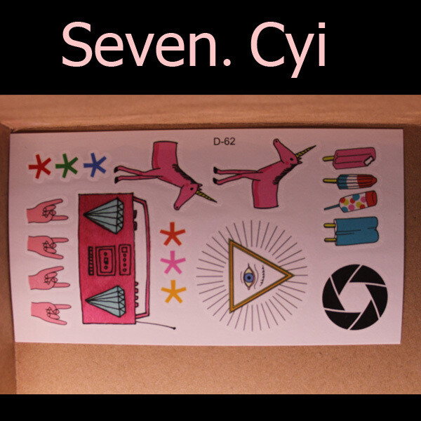 Seven Cyi 原宿钻石鹿 文字 图腾 纹身贴纸 纹身贴