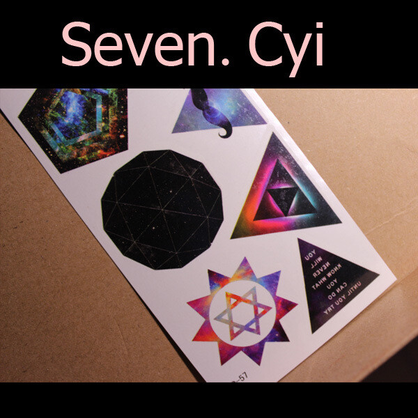 Seven Cyi 原宿三角形 太阳 纹身贴纸 纹身贴