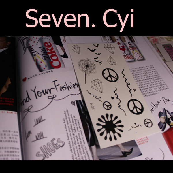 Seven Cyi 钻石 蒲公英 和平标志 图腾 纹身贴纸 纹身贴